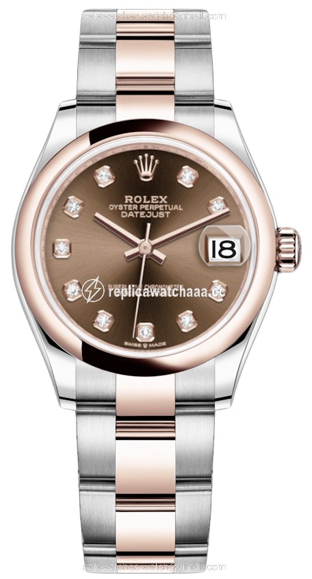 278241 Chocolate Diamond Oyster Rolex Datejust 31mm Stainless Steel and Rose Gold Ladies Watch 278241 Chocolate Diamond Oyster Rolex Datejust 31mm Stainless Steel and Rose Gold Ladies Watch