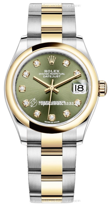 278243 Green Diamond Oyster Rolex Datejust 31mm Stainless Steel and Yellow Gold Ladies Watch 278243 Green Diamond Oyster Rolex Datejust 31mm Stainless Steel and Yellow Gold Ladies Watch