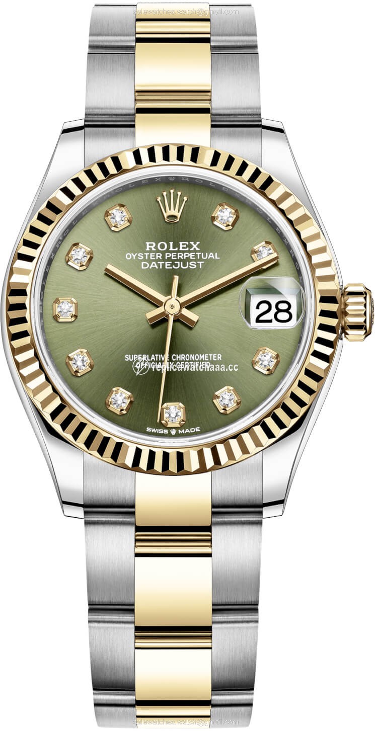 278273 Green Diamond Oyster Rolex Datejust 31mm Stainless Steel and Yellow Gold Ladies Watch 278273 Green Diamond Oyster Rolex Datejust 31mm Stainless Steel and Yellow Gold Ladies Watch
