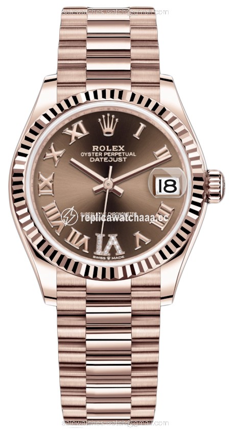 278275 Chocolate VI Roman President Rolex Datejust 31mm Everose Gold Ladies Watch 278275 Chocolate VI Roman President Rolex Datejust 31mm Everose Gold Ladies Watch
