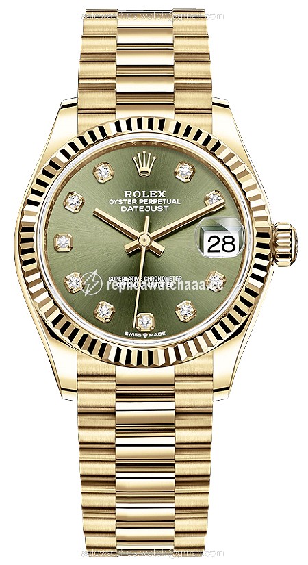 278278 Olive Green Diamond President Rolex Datejust 31mm Yellow Gold Ladies Watch 278278 Olive Green Diamond President Rolex Datejust 31mm Yellow Gold Ladies Watch