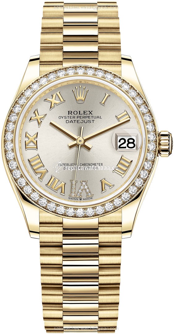 278288RBR Silver Roman VI President Rolex Datejust 31mm Yellow Gold Ladies Watch 278288RBR Silver Roman VI President Rolex Datejust 31mm Yellow Gold Ladies Watch