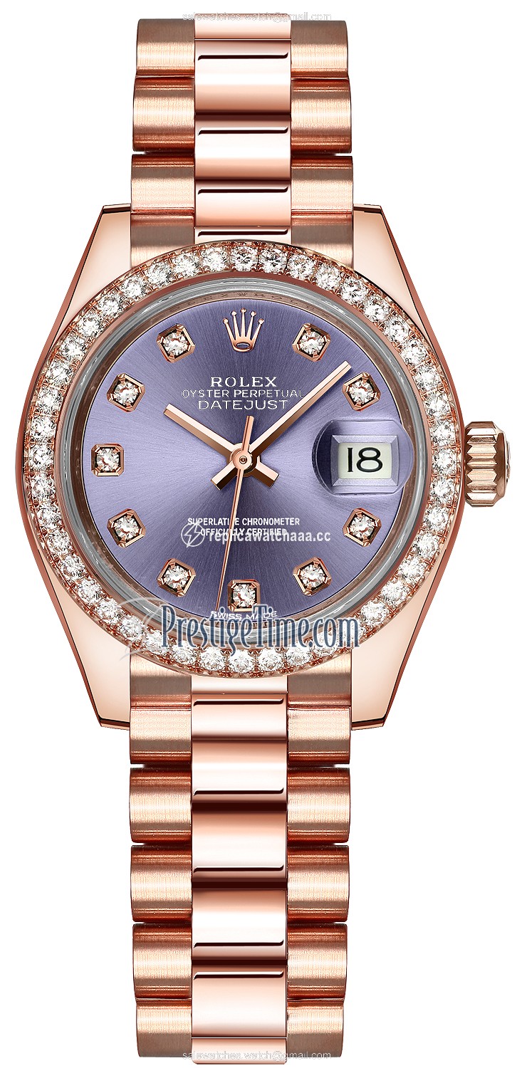 279135RBR Aubergine Diamond President Rolex Lady Datejust 28mm Everose Gold Ladies Watch 279135RBR Aubergine Diamond President Rolex Lady Datejust 28mm Everose Gold Ladies Watch