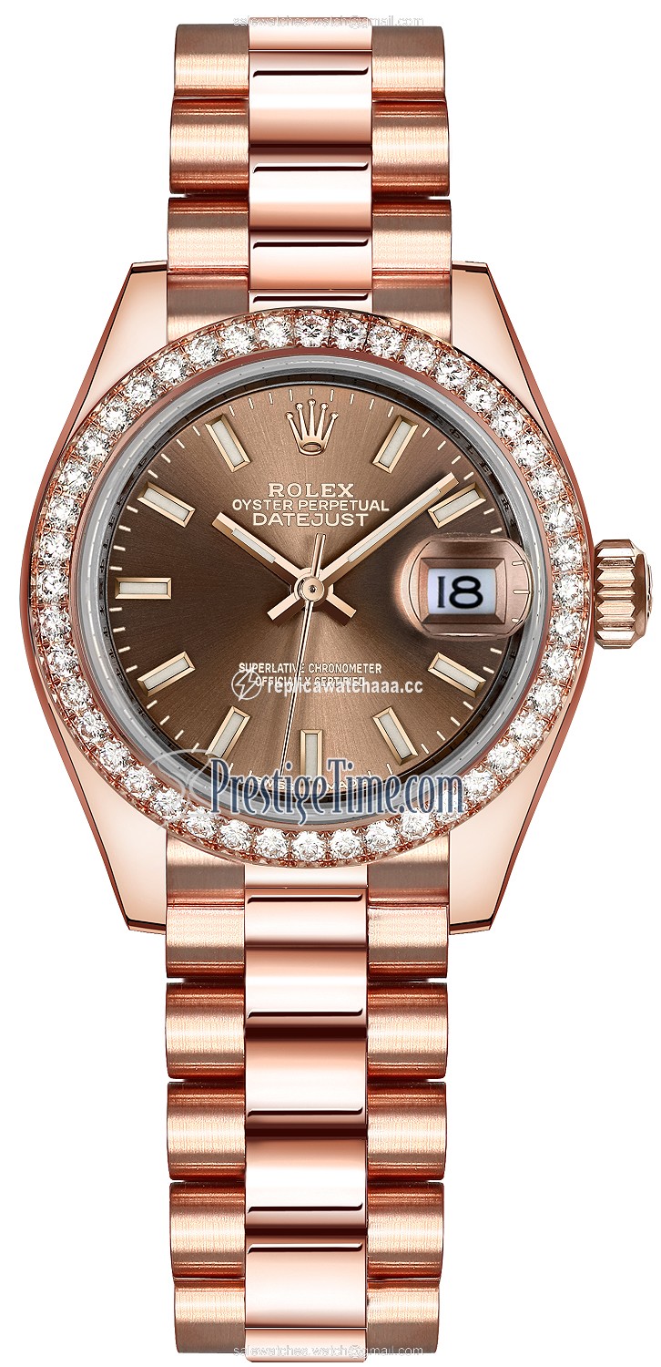 279135RBR Chocolate Index President Rolex Lady Datejust 28mm Everose Gold Ladies Watch 279135RBR Chocolate Index President Rolex Lady Datejust 28mm Everose Gold Ladies Watch