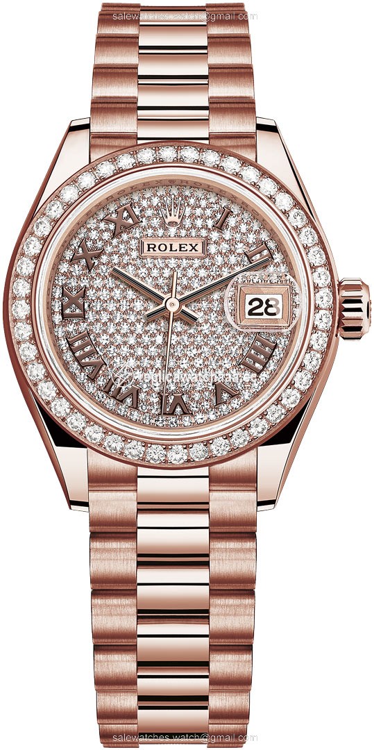 279135RBR Pave Chocolate Roman President Rolex Lady Datejust 28mm Everose Gold Ladies Watch 279135RBR Pave Chocolate Roman President Rolex Lady Datejust 28mm Everose Gold Ladies Watch