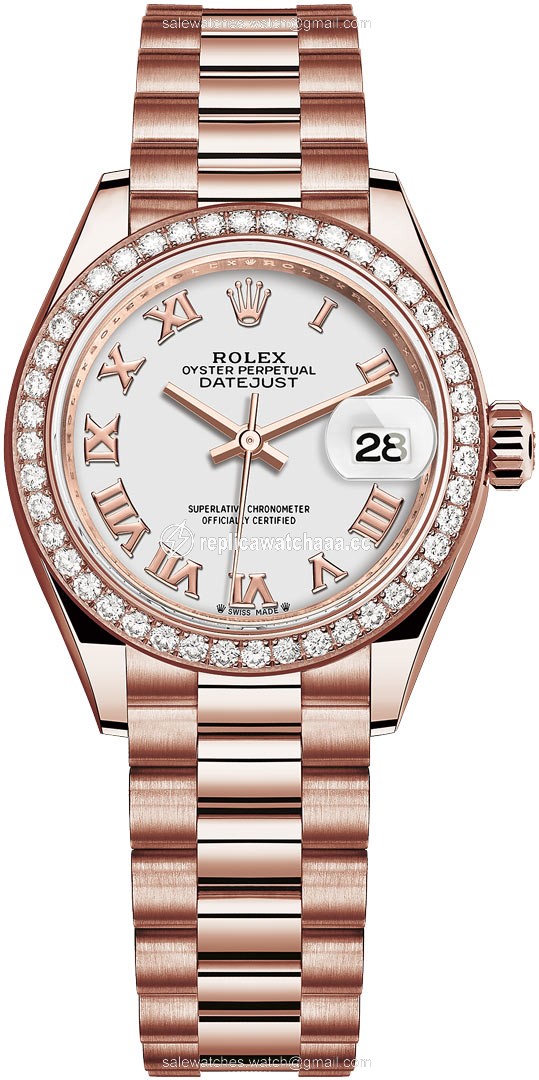 279135RBR White Roman President Rolex Lady Datejust 28mm Everose Gold Ladies Watch 279135RBR White Roman President Rolex Lady Datejust 28mm Everose Gold Ladies Watch