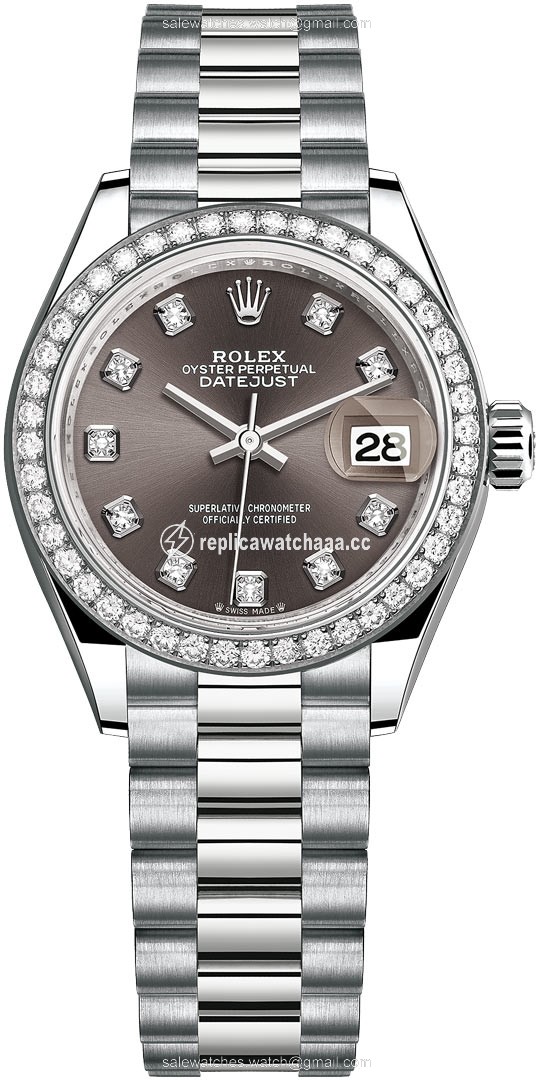 279139rbr Dark Grey Diamond President Rolex Lady Datejust 28mm White Gold Ladies Watch 279139rbr Dark Grey Diamond President Rolex Lady Datejust 28mm White Gold Ladies Watch