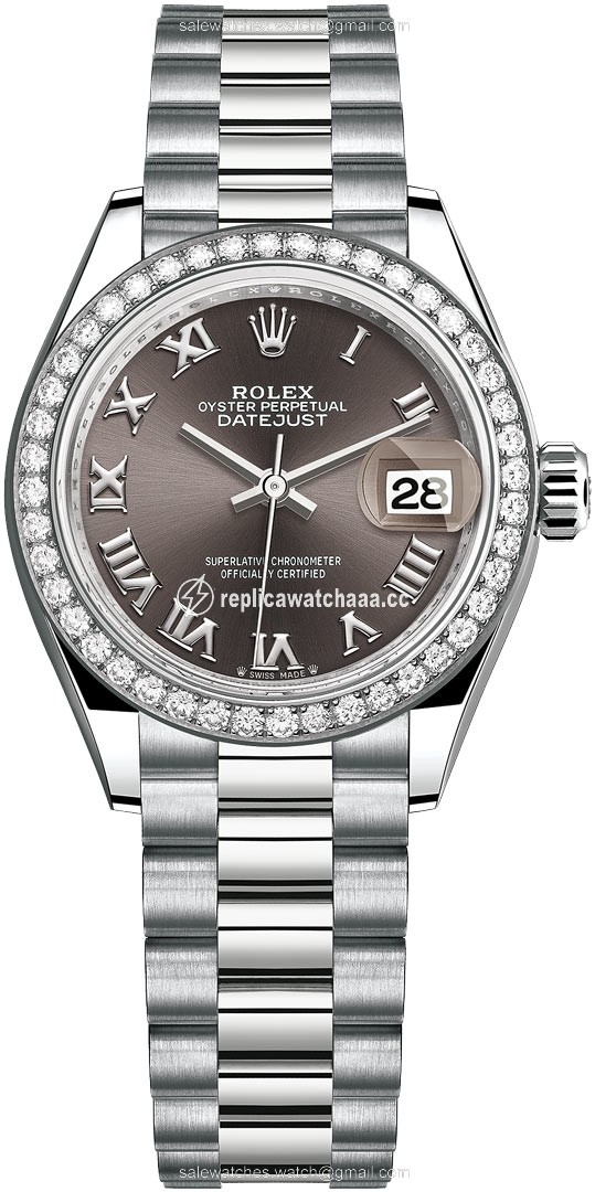 279139rbr Dark Grey Roman President Rolex Lady Datejust 28mm White Gold Ladies Watch 279139rbr Dark Grey Roman President Rolex Lady Datejust 28mm White Gold Ladies Watch