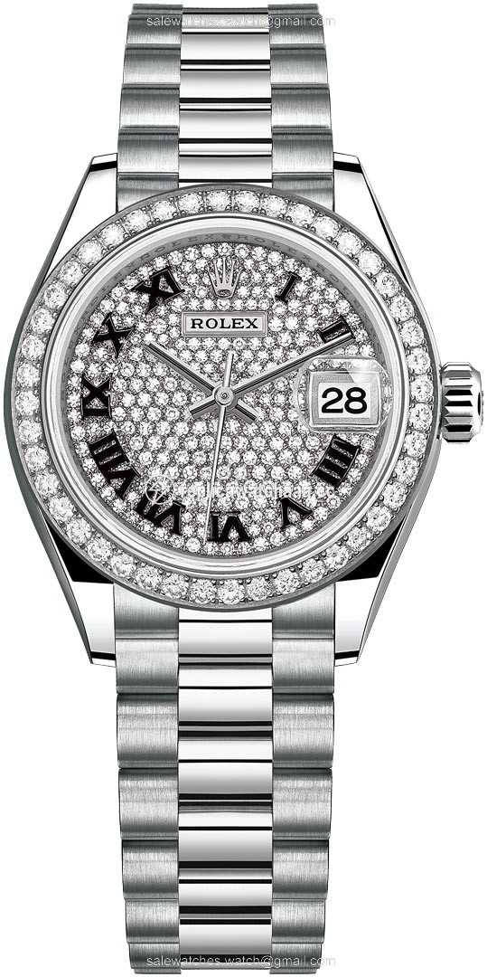 279139rbr Pave Black Roman President Rolex Lady Datejust 28mm White Gold Ladies Watch 279139rbr Pave Black Roman President Rolex Lady Datejust 28mm White Gold Ladies Watch