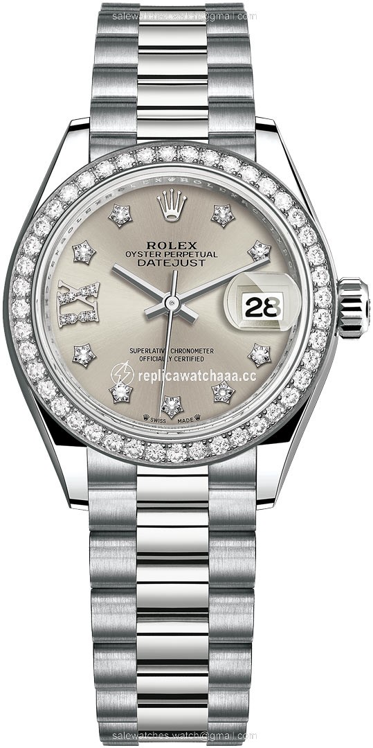 279139rbr Silver 17 Diamond President Rolex Lady Datejust 28mm White Gold Ladies Watch 279139rbr Silver 17 Diamond President Rolex Lady Datejust 28mm White Gold Ladies Watch