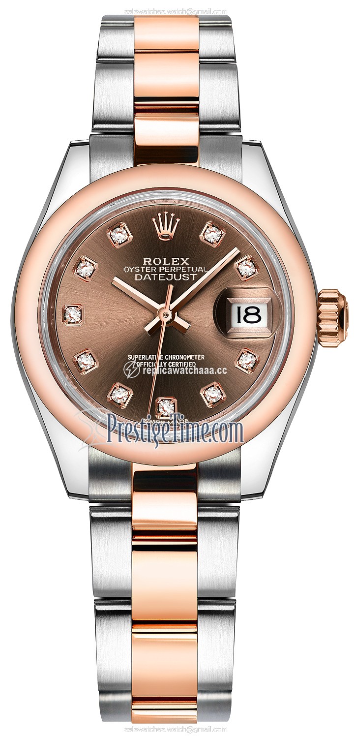 279161 Chocolate Diamond Oyster Rolex Lady Datejust 28mm Stainless Steel and Everose Gold Ladies Watch 279161 Chocolate Diamond Oyster Rolex Lady Datejust 28mm Stainless Steel and Everose Gold Ladies Watch