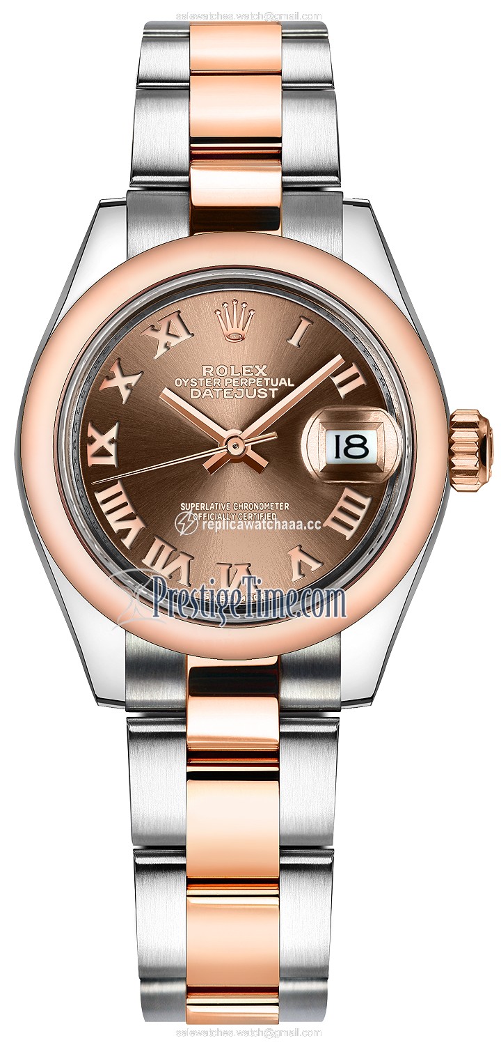 279161 Chocolate Roman Oyster Rolex Lady Datejust 28mm Stainless Steel and Everose Gold Ladies Watch 279161 Chocolate Roman Oyster Rolex Lady Datejust 28mm Stainless Steel and Everose Gold Ladies Watch
