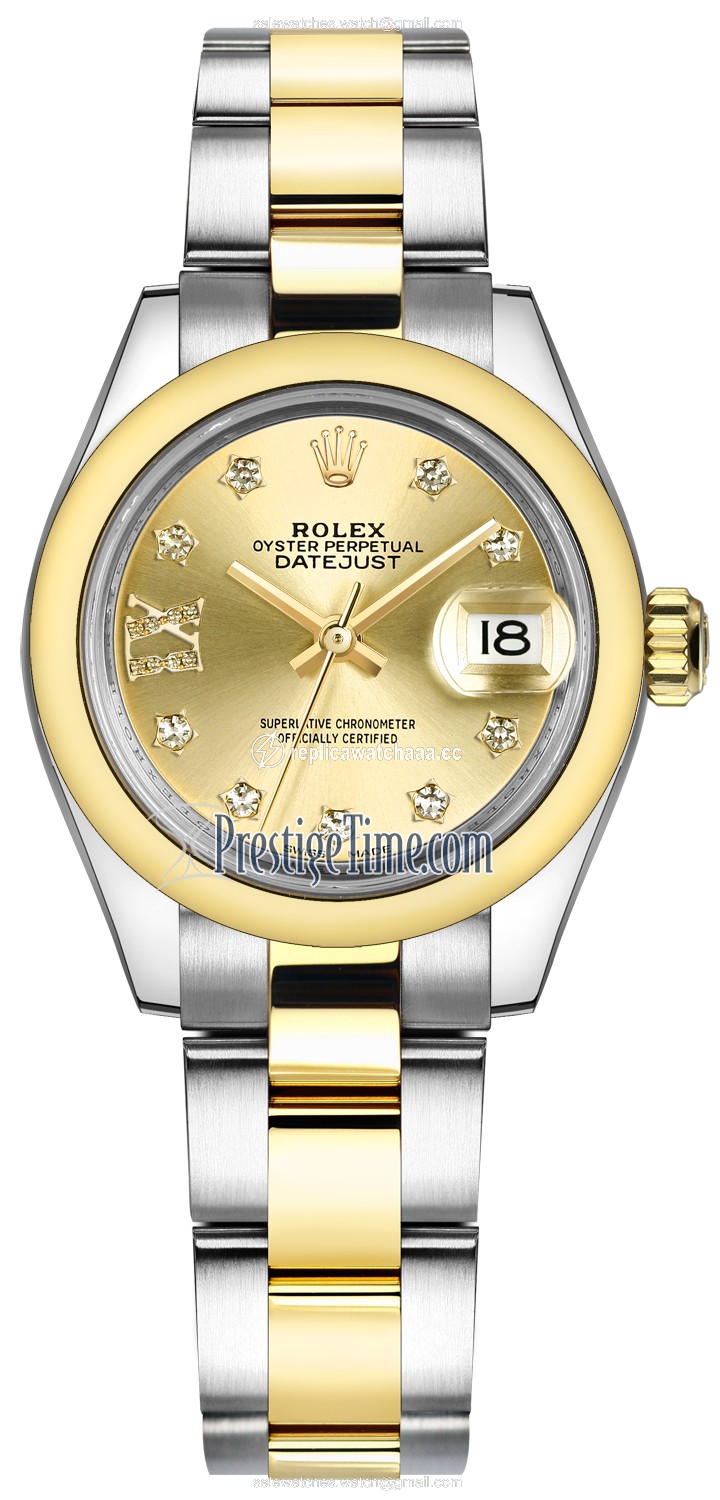 279163 Champagne 17 Diamond Oyster Rolex Lady Datejust 28mm Stainless Steel and Yellow Gold Ladies Watch 279163 Champagne 17 Diamond Oyster Rolex Lady Datejust 28mm Stainless Steel and Yellow Gold Ladies Watch