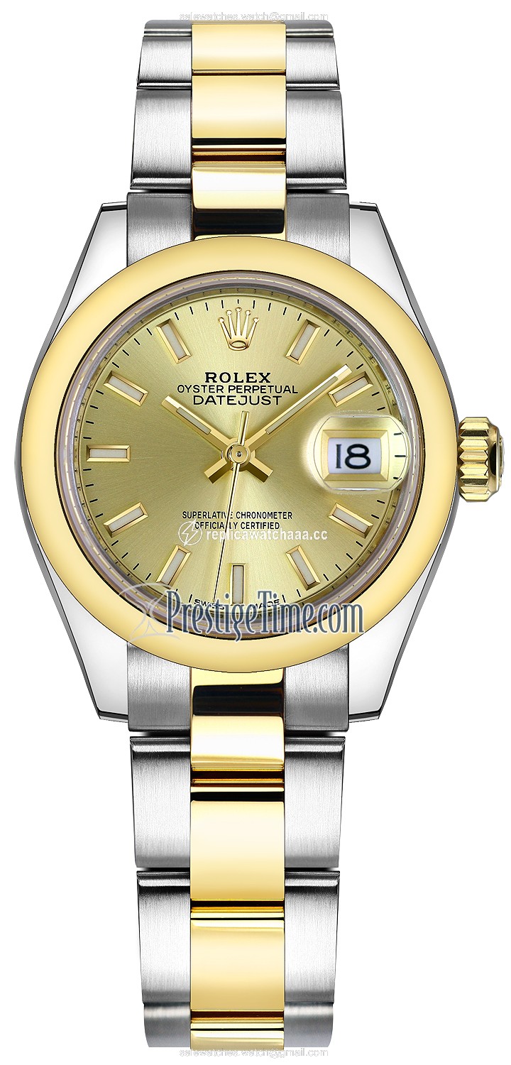279163 Champagne Index Oyster Rolex Lady Datejust 28mm Stainless Steel and Yellow Gold Ladies Watch 279163 Champagne Index Oyster Rolex Lady Datejust 28mm Stainless Steel and Yellow Gold Ladies Watch