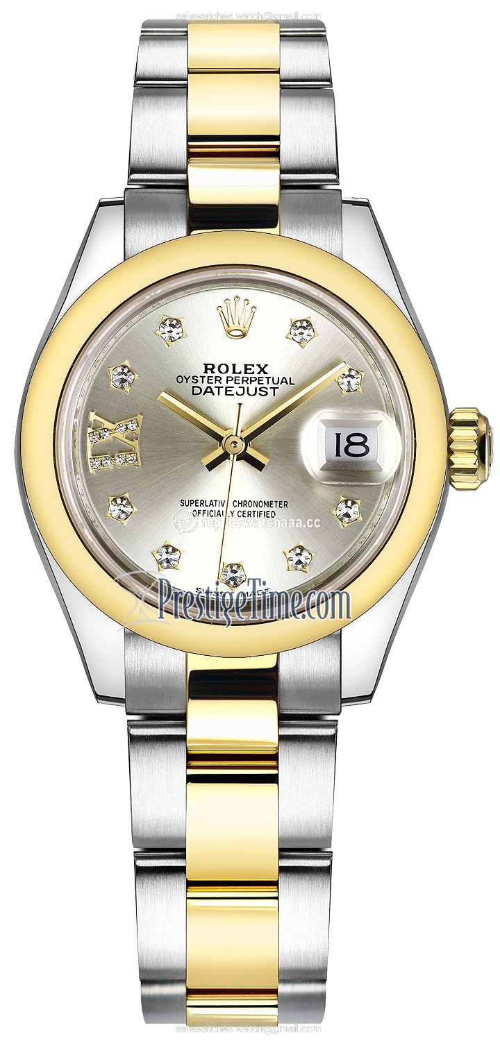 279163 Silver 17 Diamond Oyster Rolex Lady Datejust 28mm Stainless Steel and Yellow Gold Ladies Watch 279163 Silver 17 Diamond Oyster Rolex Lady Datejust 28mm Stainless Steel and Yellow Gold Ladies Watch