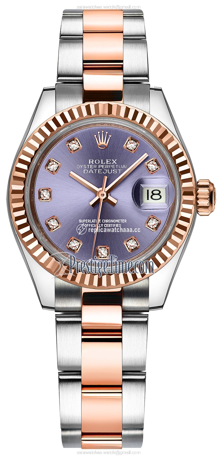 279171 Aubergine Diamond Oyster Rolex Lady Datejust 28mm Stainless Steel and Everose Gold Ladies Watch 279171 Aubergine Diamond Oyster Rolex Lady Datejust 28mm Stainless Steel and Everose Gold Ladies Watch