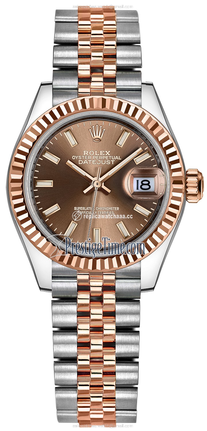 279171 Chocolate Index Jubilee Rolex Lady Datejust 28mm Stainless Steel and Everose Gold Ladies Watch 279171 Chocolate Index Jubilee Rolex Lady Datejust 28mm Stainless Steel and Everose Gold Ladies Watch