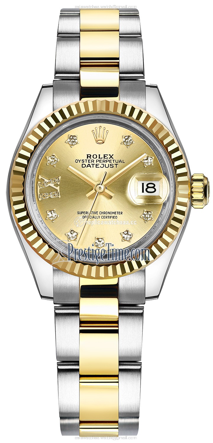 279173 Champagne 17 Diamond Oyster Rolex Lady Datejust 28mm Stainless Steel and Yellow Gold Ladies Watch 279173 Champagne 17 Diamond Oyster Rolex Lady Datejust 28mm Stainless Steel and Yellow Gold Ladies Watch