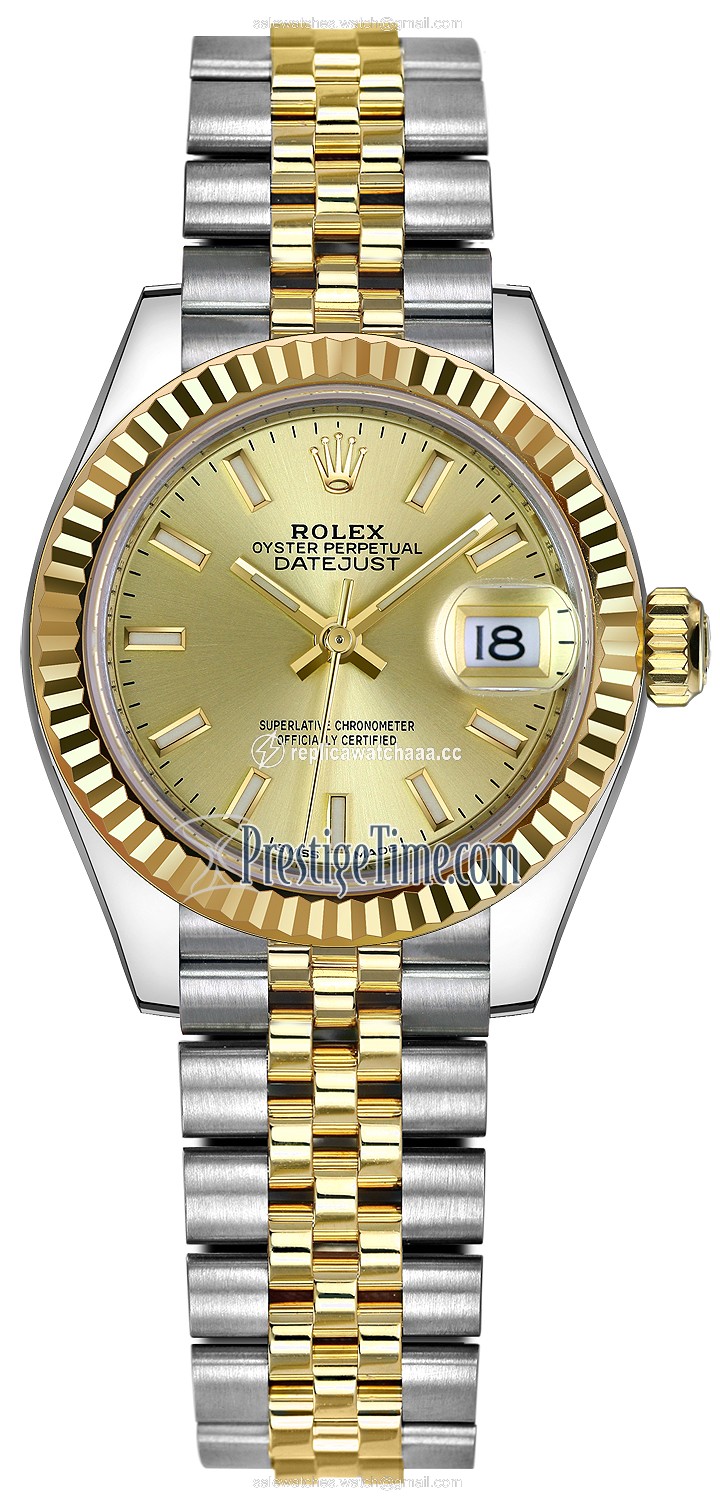 279173 Champagne Index Jubilee Rolex Lady Datejust 28mm Stainless Steel and Yellow Gold Ladies Watch 279173 Champagne Index Jubilee Rolex Lady Datejust 28mm Stainless Steel and Yellow Gold Ladies Watch