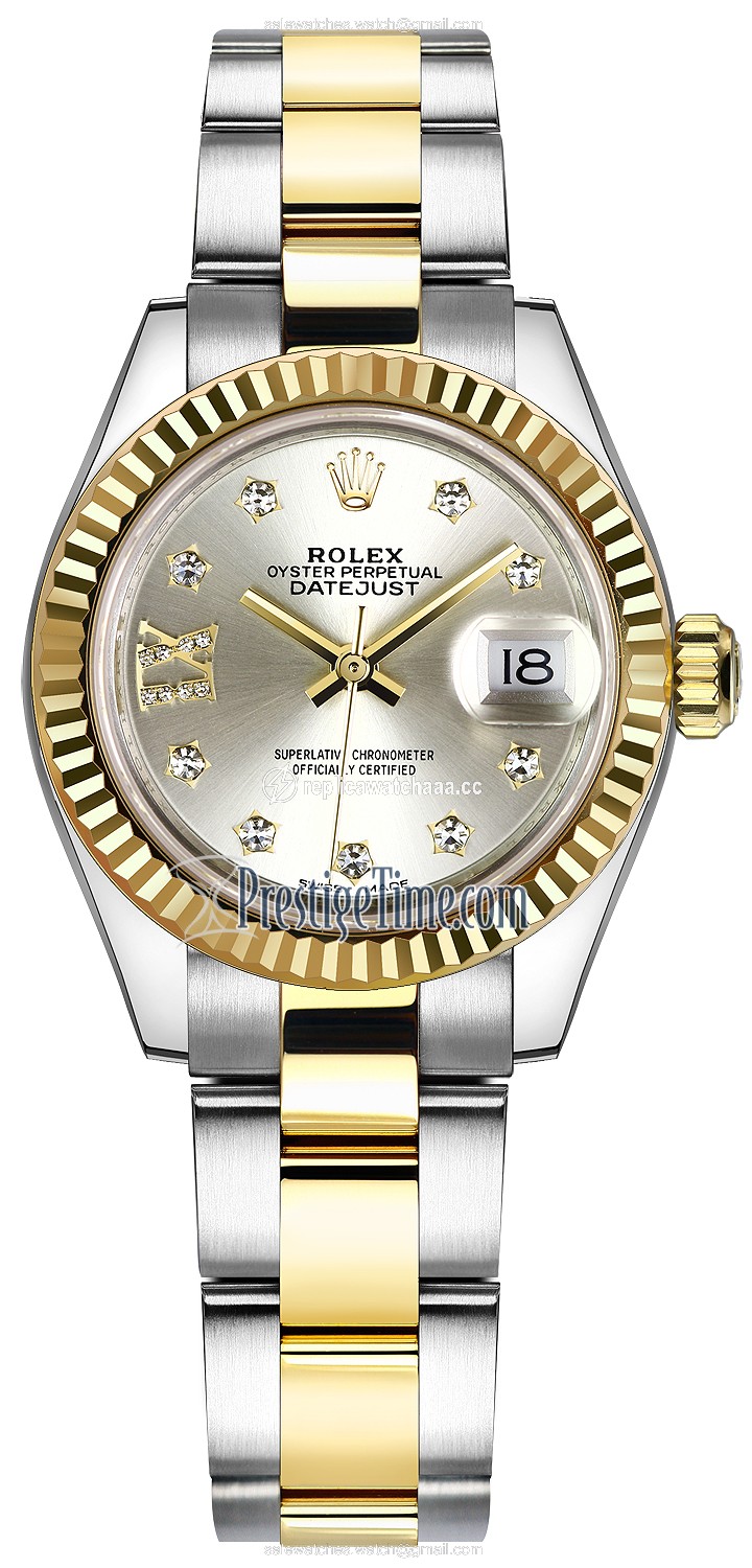 279173 Silver 17 Diamond Oyster Rolex Lady Datejust 28mm Stainless Steel and Yellow Gold Ladies Watch 279173 Silver 17 Diamond Oyster Rolex Lady Datejust 28mm Stainless Steel and Yellow Gold Ladies Watch