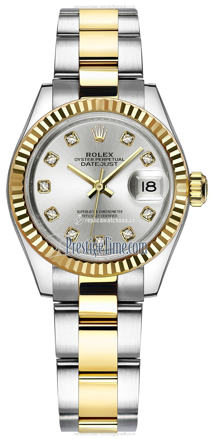 279173 Silver Diamond Oyster Rolex Lady Datejust 28mm Stainless Steel and Yellow Gold Ladies Watch 279173 Silver Diamond Oyster Rolex Lady Datejust 28mm Stainless Steel and Yellow Gold Ladies Watch