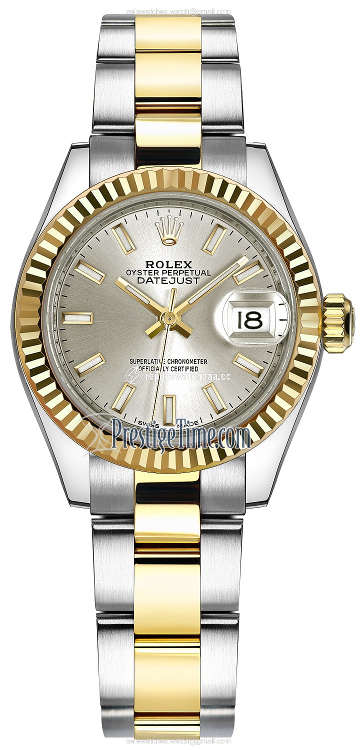 279173 Silver Index Oyster Rolex Lady Datejust 28mm Stainless Steel and Yellow Gold Ladies Watch 279173 Silver Index Oyster Rolex Lady Datejust 28mm Stainless Steel and Yellow Gold Ladies Watch