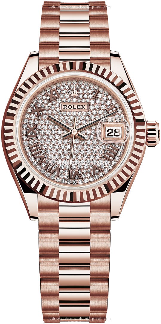279175 Pave Chocolate Roman President Rolex Lady Datejust 28mm Everose Gold Ladies Watch 279175 Pave Chocolate Roman President Rolex Lady Datejust 28mm Everose Gold Ladies Watch