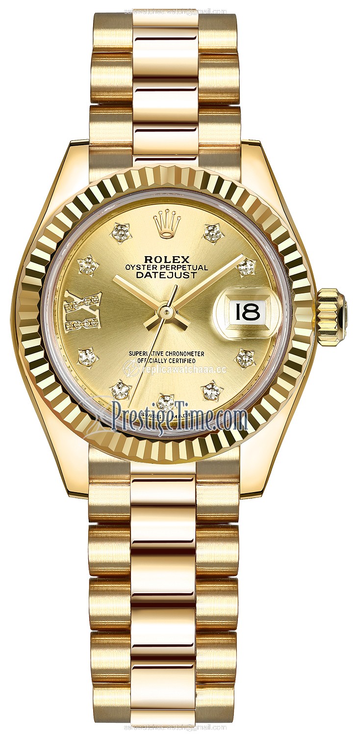 279178 Champagne 17 Diamond President Rolex Lady Datejust 28mm Yellow Gold Ladies Watch 279178 Champagne 17 Diamond President Rolex Lady Datejust 28mm Yellow Gold Ladies Watch