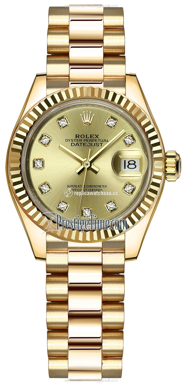 279178 Champagne Diamond President Rolex Lady Datejust 28mm Yellow Gold Ladies Watch 279178 Champagne Diamond President Rolex Lady Datejust 28mm Yellow Gold Ladies Watch