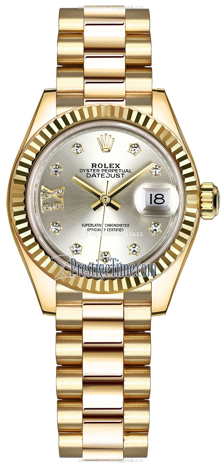 279178 Silver 17 Diamond President Rolex Lady Datejust 28mm Yellow Gold Ladies Watch 279178 Silver 17 Diamond President Rolex Lady Datejust 28mm Yellow Gold Ladies Watch