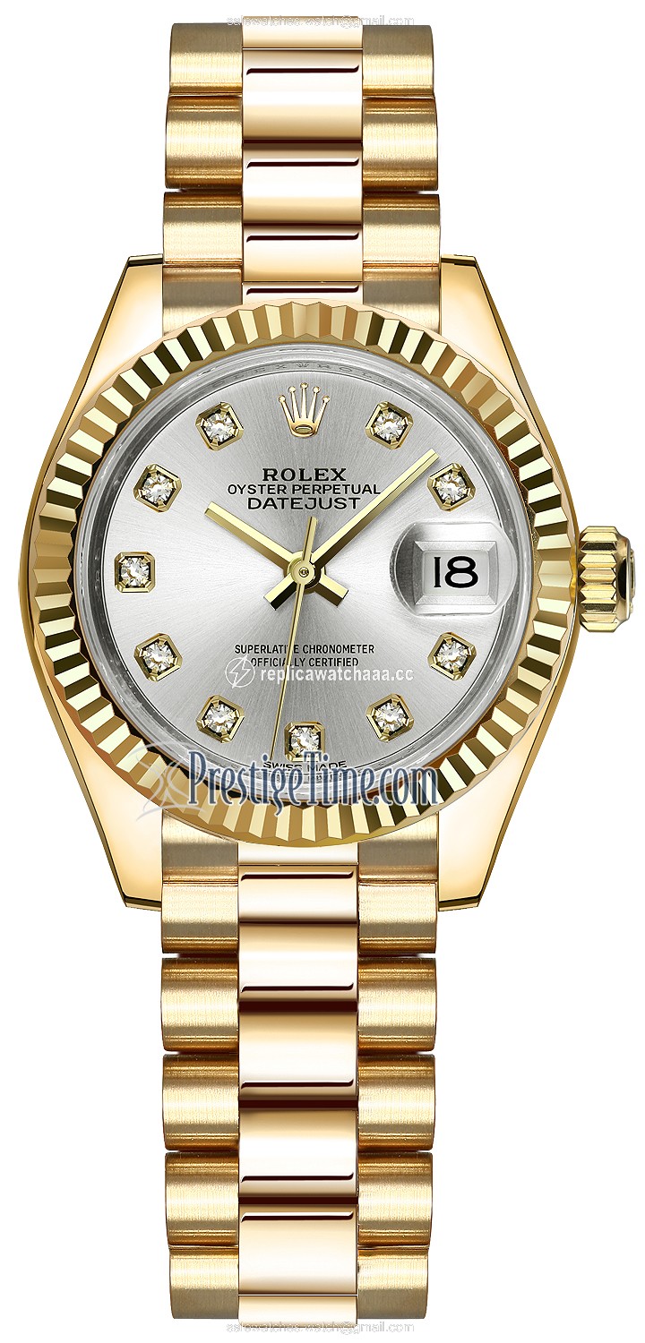 279178 Silver Diamond President Rolex Lady Datejust 28mm Yellow Gold Ladies Watch 279178 Silver Diamond President Rolex Lady Datejust 28mm Yellow Gold Ladies Watch