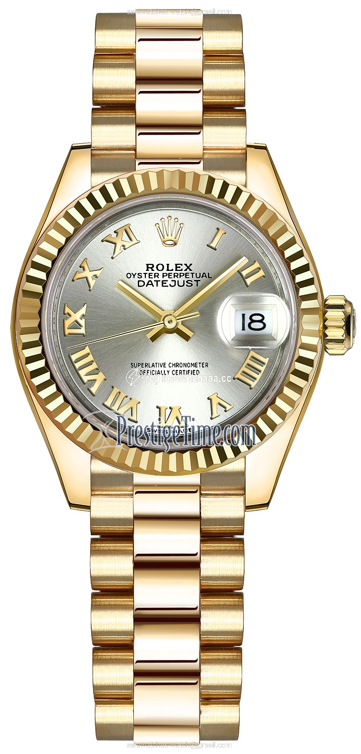 279178 Silver Roman President Rolex Lady Datejust 28mm Yellow Gold Ladies Watch 279178 Silver Roman President Rolex Lady Datejust 28mm Yellow Gold Ladies Watch