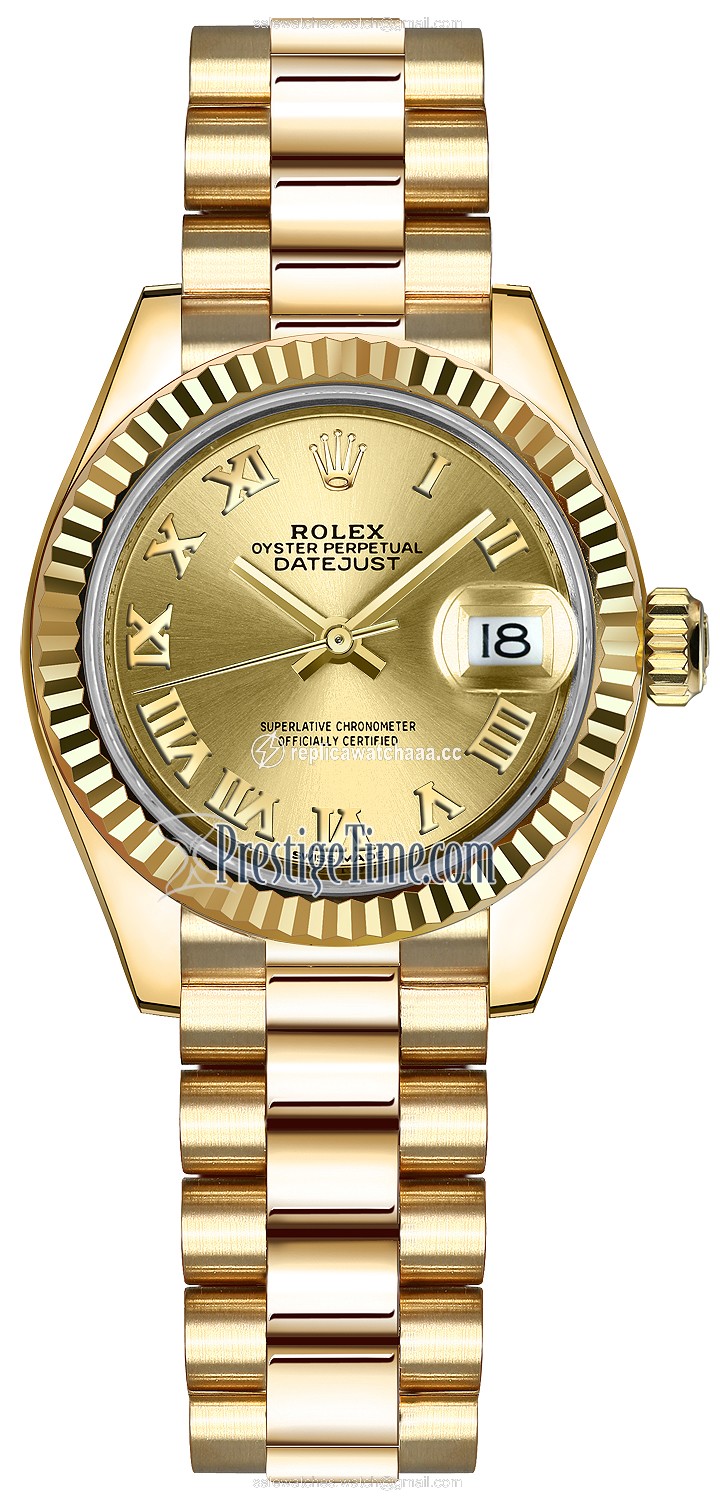 279178 Champagne Roman President Rolex Lady Datejust 28mm Yellow Gold Ladies Watch 279178 Champagne Roman President Rolex Lady Datejust 28mm Yellow Gold Ladies Watch