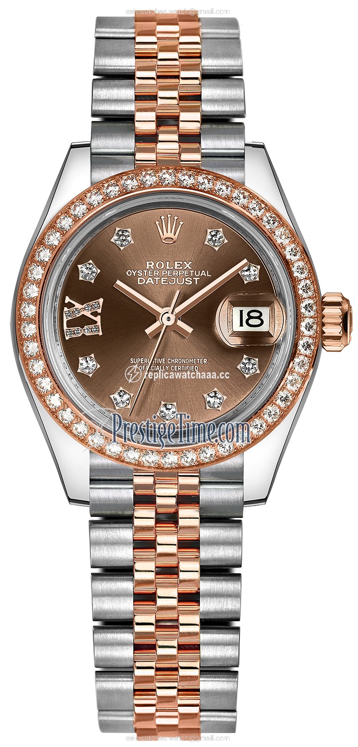 279381RBR Chocolate 17 Diamond Jubilee Rolex Lady Datejust 28mm Stainless Steel and Everose Gold Ladies Watch 279381RBR Chocolate 17 Diamond Jubilee Rolex Lady Datejust 28mm Stainless Steel and Everose Gold Ladies Watch