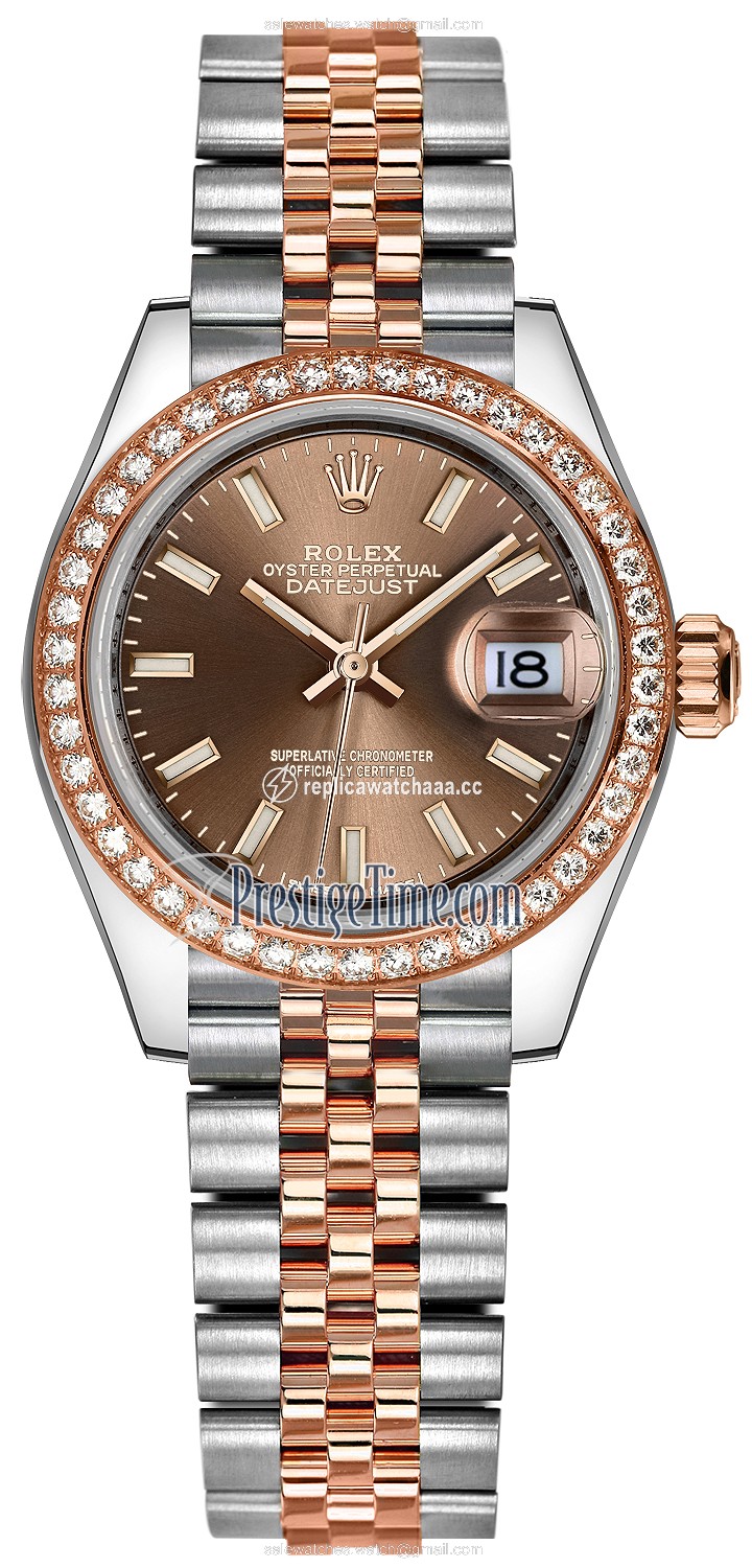 279381RBR Chocolate Index Jubilee Rolex Lady Datejust 28mm Stainless Steel and Everose Gold Ladies Watch 279381RBR Chocolate Index Jubilee Rolex Lady Datejust 28mm Stainless Steel and Everose Gold Ladies Watch