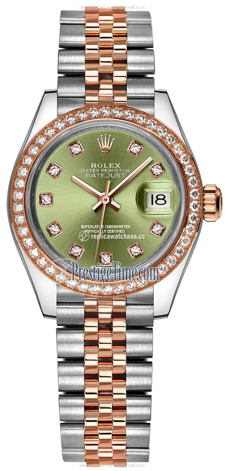 279381RBR Olive Green Diamond Jubilee Rolex Lady Datejust 28mm Stainless Steel and Everose Gold Ladies Watch 279381RBR Olive Green Diamond Jubilee Rolex Lady Datejust 28mm Stainless Steel and Everose Gold Ladies Watch