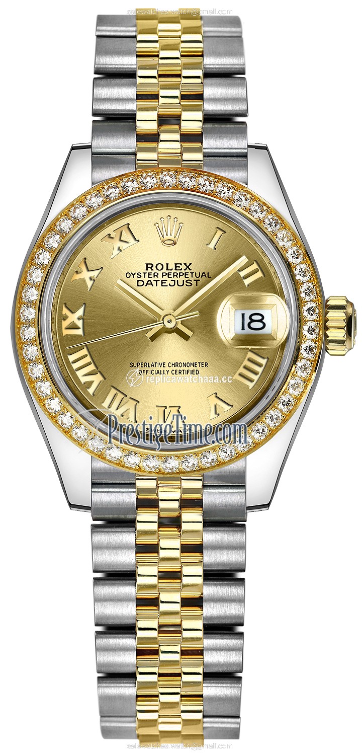 279383RBR Champagne Roman Jubilee Rolex Lady Datejust 28mm Stainless Steel and Yellow Gold Ladies Watch 279383RBR Champagne Roman Jubilee Rolex Lady Datejust 28mm Stainless Steel and Yellow Gold Ladies Watch