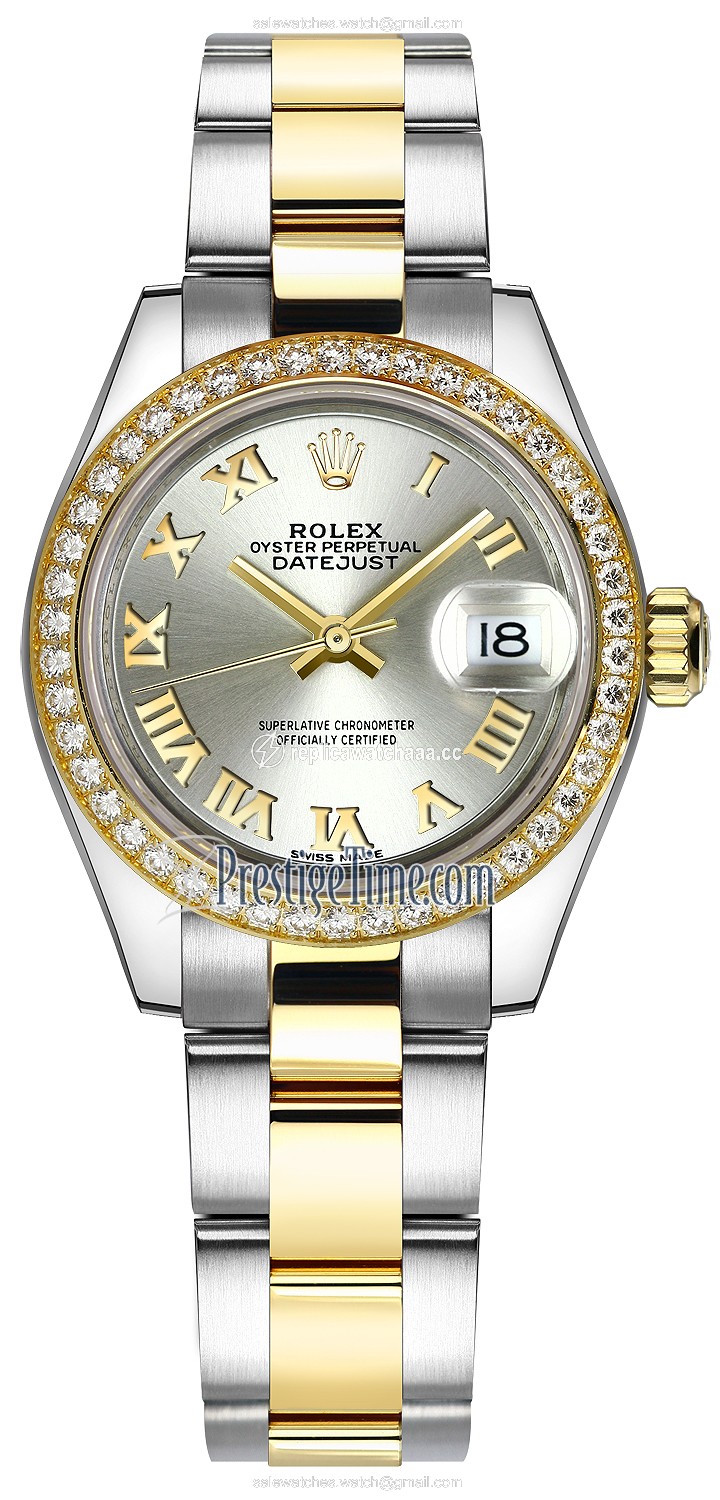 279383RBR Silver Roman Oyster Rolex Lady Datejust 28mm Stainless Steel and Yellow Gold Ladies Watch 279383RBR Silver Roman Oyster Rolex Lady Datejust 28mm Stainless Steel and Yellow Gold Ladies Watch