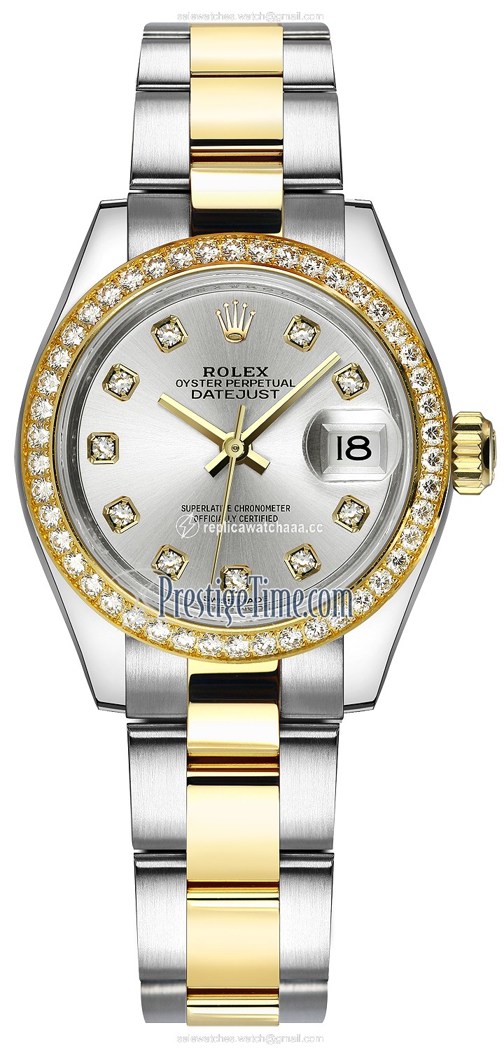 279383RBR Silver Diamond Oyster Rolex Lady Datejust 28mm Stainless Steel and Yellow Gold Ladies Watch 279383RBR Silver Diamond Oyster Rolex Lady Datejust 28mm Stainless Steel and Yellow Gold Ladies Watch