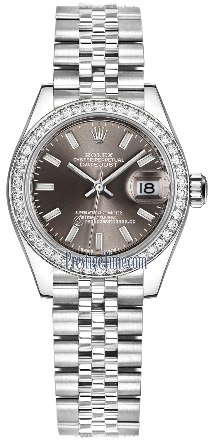 279384RBR Dark Grey Index Jubilee Rolex Lady Datejust 28mm Stainless Steel Ladies Watch 279384RBR Dark Grey Index Jubilee Rolex Lady Datejust 28mm Stainless Steel Ladies Watch