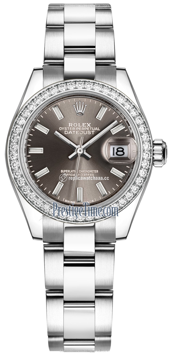 279384RBR Dark Grey Index Oyster Rolex Lady Datejust 28mm Stainless Steel Ladies Watch 279384RBR Dark Grey Index Oyster Rolex Lady Datejust 28mm Stainless Steel Ladies Watch
