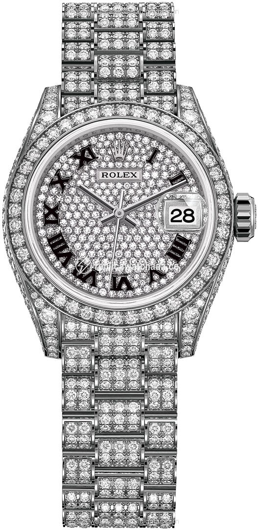 279459rbr Pave Black Roman President Rolex Lady Datejust 28mm White Gold Ladies Watch 279459rbr Pave Black Roman President Rolex Lady Datejust 28mm White Gold Ladies Watch