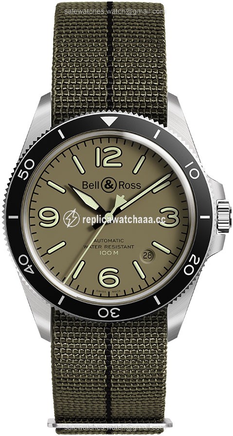 BRV292-MKA-ST/SF Military Green Bell & Ross BR V2-92 Mens Watch BRV292-MKA-ST/SF Military Green Bell & Ross BR V2-92 Mens Watch