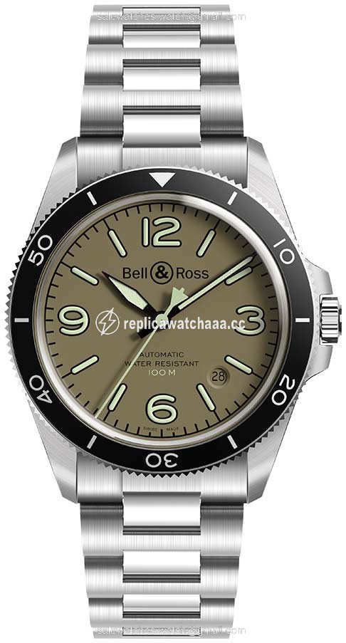 BRV292-MKA-ST/SST Military Green Bell & Ross BR V2-92 Mens Watch BRV292-MKA-ST/SST Military Green Bell & Ross BR V2-92 Mens Watch