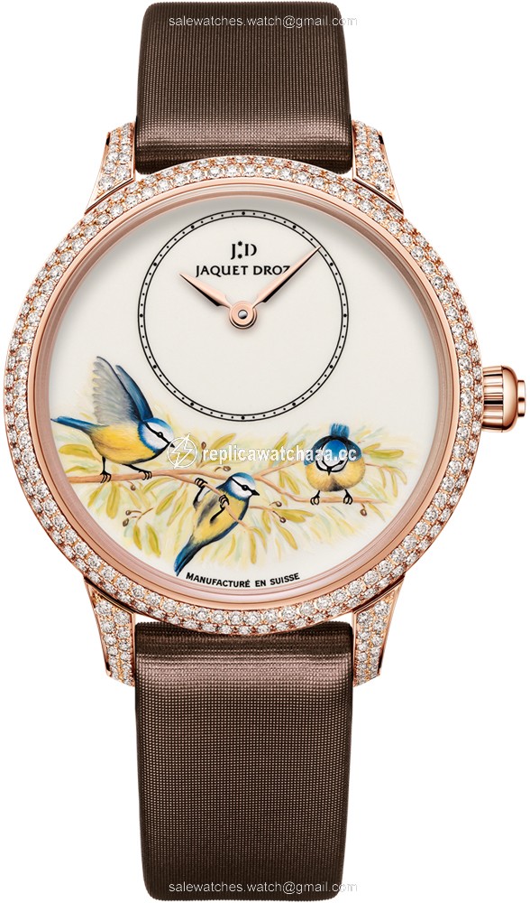 j005003501 BLUE BIRDS Jaquet Droz Les Ateliers d'Art Petite Heure Minute Enamel Painting 35mm Ladies Watch j005003501 BLUE BIRDS Jaquet Droz Les Ateliers d'Art Petite Heure Minute Enamel Painting 35mm Ladies Watch