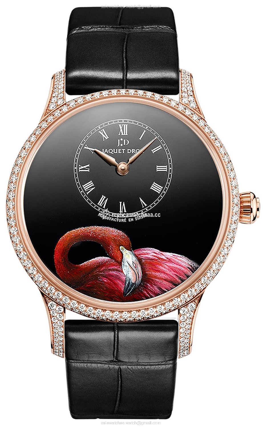 j005013217 PINK FLAMINGO Jaquet Droz Les Ateliers d'Art Petite Heure Minute Enamel Painting 39mm Ladies Watch j005013217 PINK FLAMINGO Jaquet Droz Les Ateliers d'Art Petite Heure Minute Enamel Painting 39mm Ladies Watch