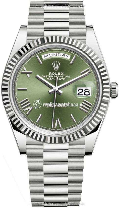 228239 Olive Green Roman Rolex Day-Date 40mm White Gold Mens Watch 228239 Olive Green Roman Rolex Day-Date 40mm White Gold Mens Watch