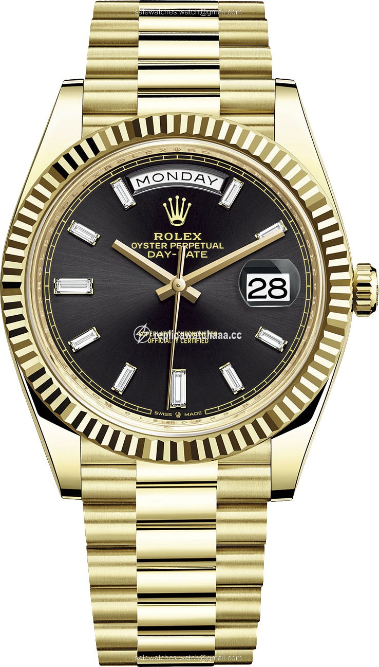 228238 Black Baguette Rolex Day-Date 40mm Yellow Gold Mens Watch 228238 Black Baguette Rolex Day-Date 40mm Yellow Gold Mens Watch