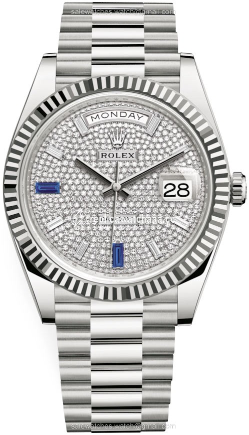 228239 Pave Baguette Rolex Day-Date 40mm White Gold Mens Watch 228239 Pave Baguette Rolex Day-Date 40mm White Gold Mens Watch