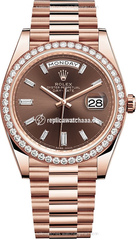 228345RBR Chocolate Baguette Index Rolex Day-Date 40mm Everose Gold Mens Watch 228345RBR Chocolate Baguette Index Rolex Day-Date 40mm Everose Gold Mens Watch
